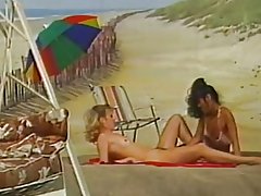 Hai đồng tính nữ chơi tại bãi biển nền